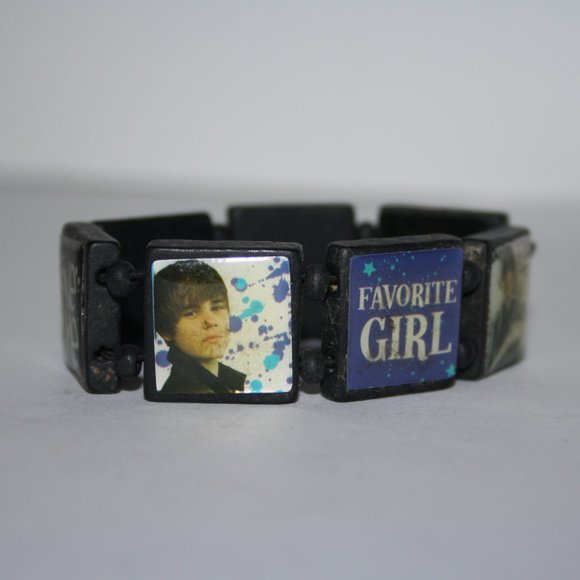 Vintagejelyfish Jewelry - Justin Bieber black panel bracelet 6" *